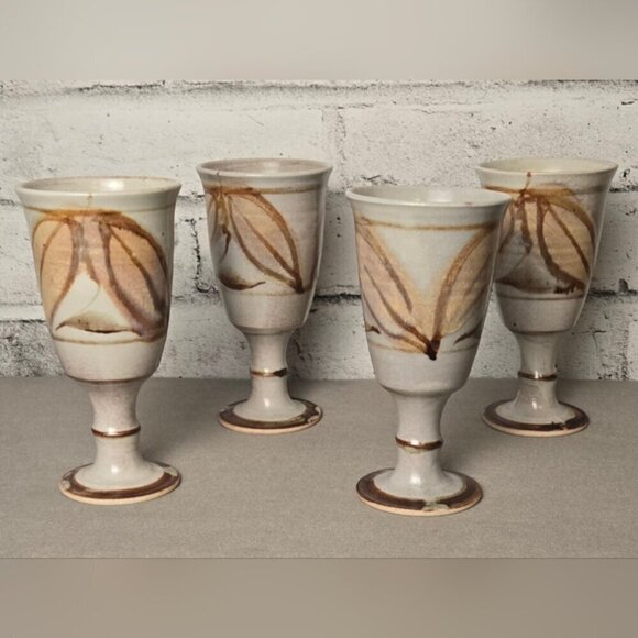 Signed Robin Hopper Studio Pottery Wine Set Canadian Ceramic Decanter + Goblet - Picture 5 of 15